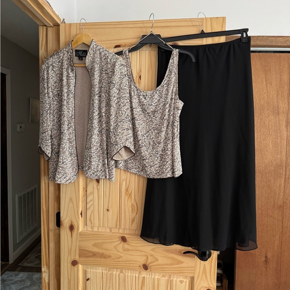 Alex Evenings Sequin Jacket and Black Dress Set - Picture 1 of 8